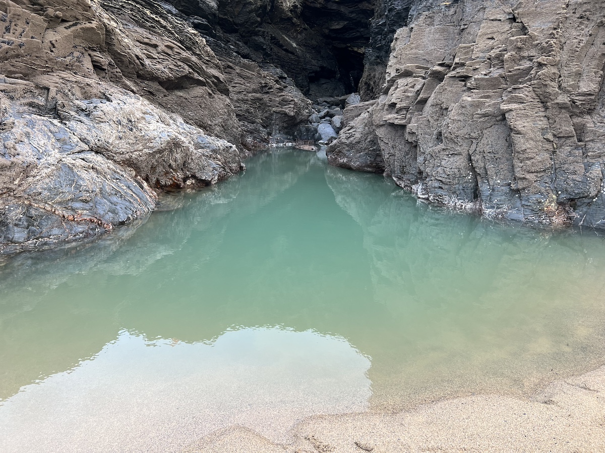 Seawater pool next to the beach cliffs