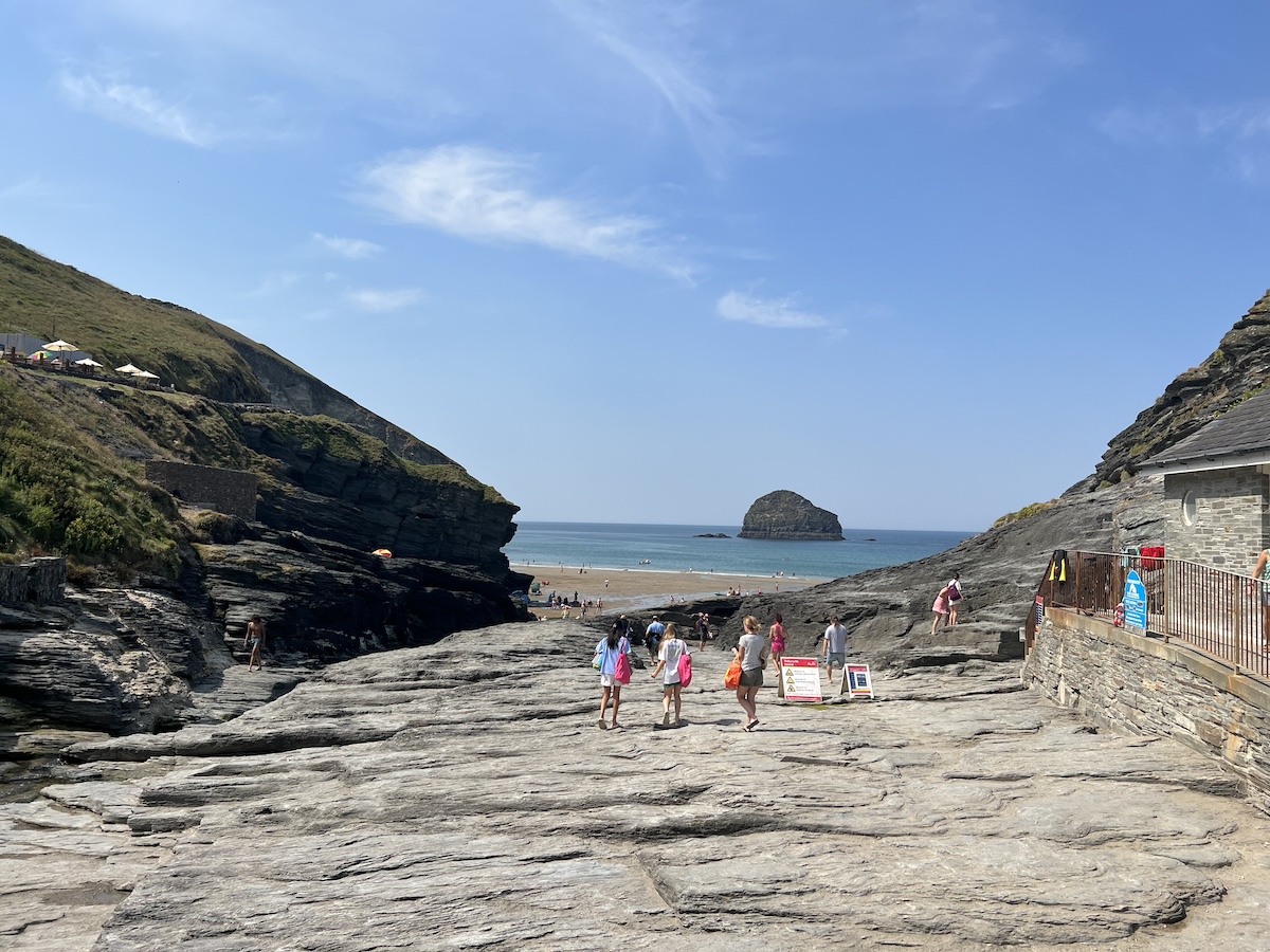 Rocky slipway down to beach